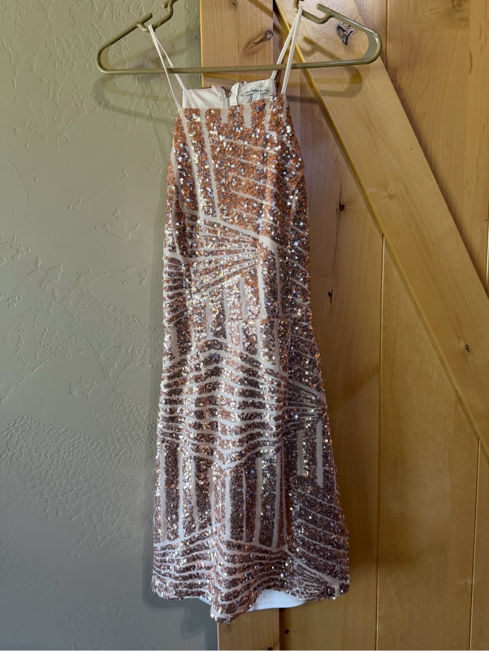 Charlotte Russe Rose Gold Sequin Mini Slip Dress